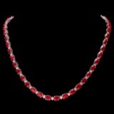 14k Gold 41.00ct Ruby 2.00ct Diamond Necklace