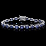 14k Gold 16.00ct Sapphire 1.20ct Diamond Bracelet