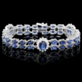 14k Gold 27ct Sapphire 1.65ct Diamond Bracelet