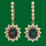 14k Gold 3.62ct Opal 1.60ct Diamond Earrings
