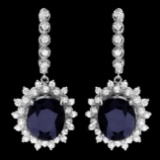 14k Gold 14.8ct Sapphire 2ct Diamond Earrings