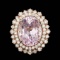 14k Rose Gold 13.50ct Kunzite 1.85ct Diamond Ring