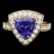 14k Gold 3.00ct Tanzanite 1.10ct Diamond Ring