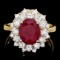 14k Yellow Gold 1.50ct Ruby 1.50ct Diamond Ring