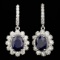 14k Gold 7.00ct Sapphire 2.80ct Diamond Earrings