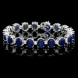 14k Gold 40ct Sapphire 1.35ct Diamond Bracelet