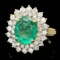 14k Gold 3.50ct Emerald 1.50ct Diamond Ring