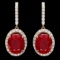 14k Gold 13.00ct Ruby 1.50ct Diamond Earrings