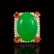 14K Gold 25.75ct Jadeite, 2.50ct Orange Sapphire 1.85ct Diamond Ring