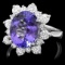 14k White Gold 5ct Tanzanite 1.20ct Diamond Ring