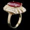 14k Yellow Gold 10.00ct Ruby 2.00ct Diamond Ring