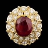 14k Yellow Gold 10.00ct Ruby 1.60ct Diamond Ring