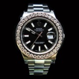 Rolex DateJust 41mm Black Index Diamond Bezel Aprox. 6.0 cts. Mens Wristwatch