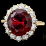 14k Gold 5ct Tourmaline 1.35ct Diamond Ring