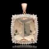 14K Gold 57.18ct Morganite 4.17ct Diamond Pendant