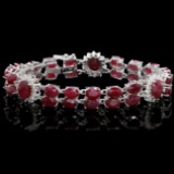 14k White Gold 43ct Ruby 1.65ct Diamond Bracelet