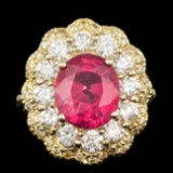 14k Yellow Gold 4.00ct Ruby 1.8ct Diamond Ring