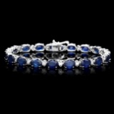 14k Gold 16ct Sapphire 0.75ct Diamond Bracelet