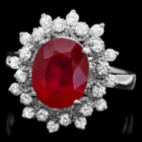 14k White Gold 4.35ct Ruby 0.7ct Diamond Ring