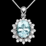 14k Gold 2.8ct Aquamarine .70ct Diamond Pendant