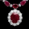 14k White Gold 32ct Ruby 2.50ct Diamond Necklace