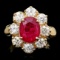 14k Yellow Gold 4.50ct Ruby 2.20ct Diamond Ring