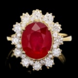 14k Yellow Gold 5.50ct Ruby 1.30ct Diamond Ring