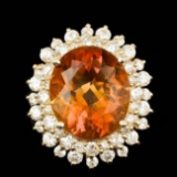 14k Gold 7.00ct Citrine 1.75ct Diamond Ring