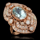 14K Gold 6.27ct Aquamarine & 2.75ct Diamond Ring