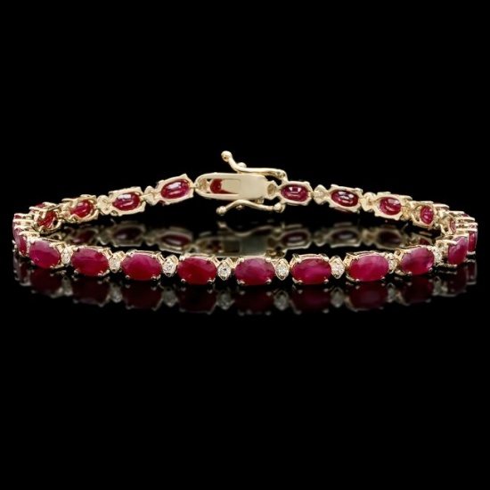 14k Gold 12.00ct Ruby 0.60ct Diamond Bracelet