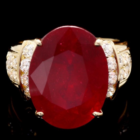 14k Yellow Gold 15.75ct Ruby 0.80ct Diamond Ring