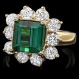 14k Gold 4ct Tourmaline 1.70ct Diamond Ring