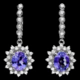 14k Gold 5ct Tanzanite 1.60ct Diamond Earrings