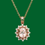 14k Gold 2.67ct Morganite 0.70ct Diamond Pendant