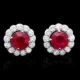 14k Gold 3.80ct Ruby 1.20ct Diamond Earrings