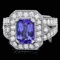 14k Gold 2.50ct Tanzanite 1.25ct Diamond Ring