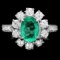 14k White Gold 1.50ct Emerald 1.45ct Diamond Ring