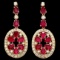 14k Gold 15.50ct Ruby 3.00ct Diamond Earrings