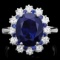 14k White Gold 6ct Sapphire 1.10ct Diamond Ring