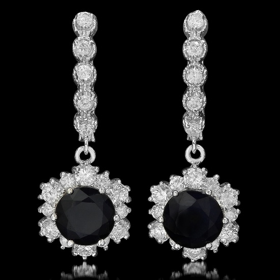 14K Gold 5.01ct Sapphire 1.90ct Diamond Earrings