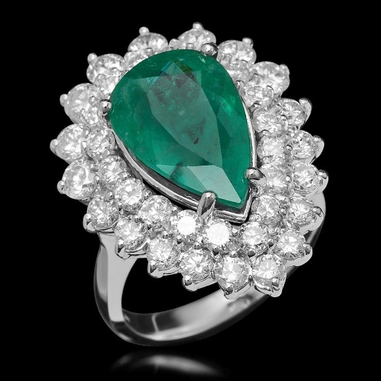 14K Gold 5.12ct Emerald & 2.75ct Diamond Ring