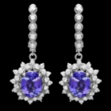 14k Gold 4.50ct Tanzanite 1.70ct Diamond Earrings