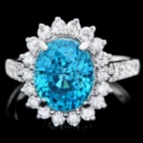 14k White Gold 6.00ct Zircon 0.85ct Diamond Ring