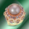 14K Gold 14mm South Sea Pearl, 6.15cts Sapphire & 1.23cts Diamond Ring