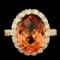 14k Gold 7.00ct Citrine 1.35ct Diamond Ring