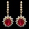 14k Gold 8.00ct Ruby 1.60ct Diamond Earrings