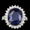 14k Gold 9.00ct Sapphire 1.10ct Diamond Ring