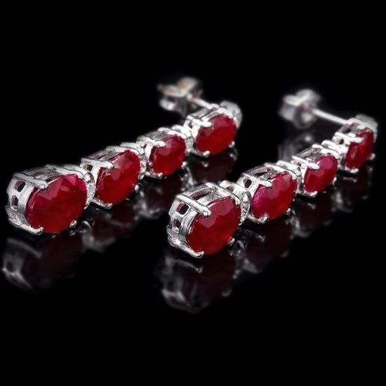 14k Gold 7.00ct Ruby 0.30ct Diamond Earrings