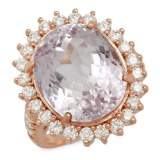 14K Gold 16.65ct Kunzite 1.46ct Diamond Ring