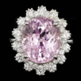 14k Gold 10.00ct Kunzite 1.70ct Diamond Ring